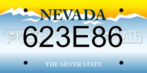 623E86 Nevada License Plate