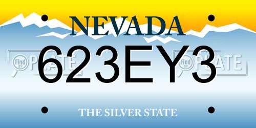 623EY3 Nevada License Plate
