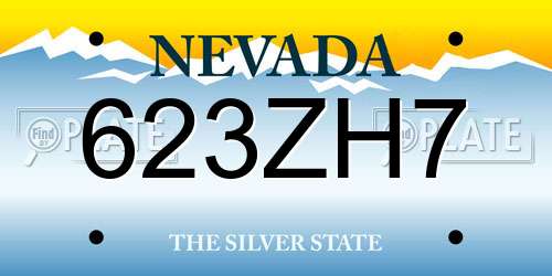 623ZH7 Nevada License Plate