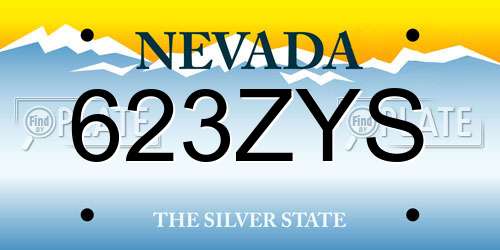 623ZYS Nevada License Plate
