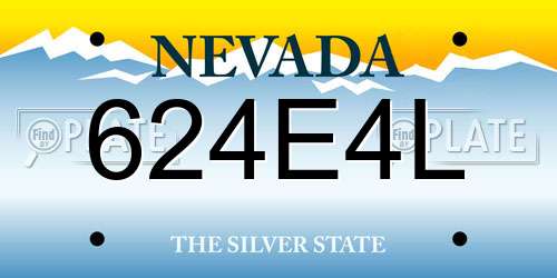 624E4L Nevada License Plate