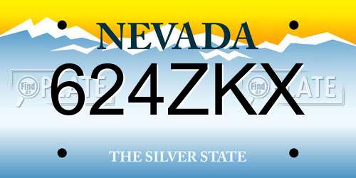 624ZKX Nevada License Plate