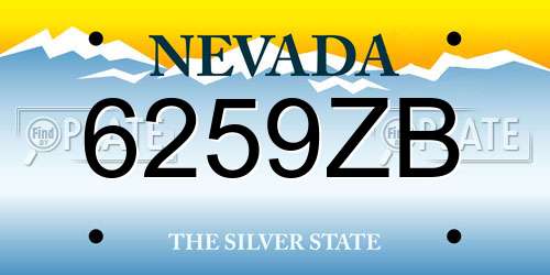 6259ZB Nevada License Plate