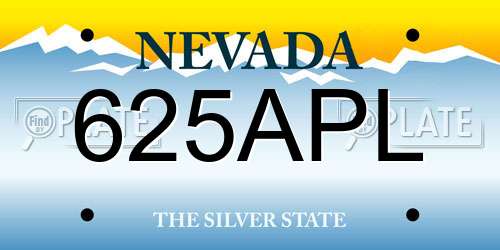 625APL Nevada License Plate