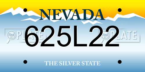 625L22 Nevada License Plate