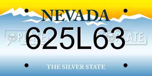 625L63 Nevada License Plate
