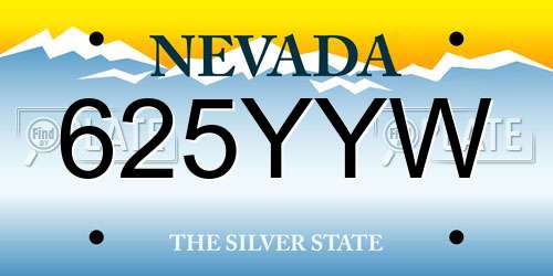 625YYW Nevada License Plate