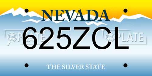 625ZCL Nevada License Plate