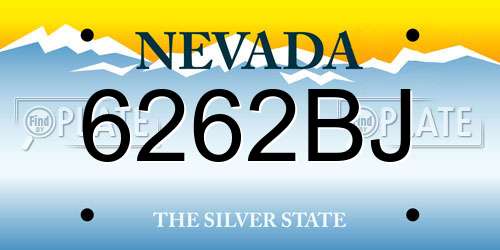 6262BJ Nevada License Plate