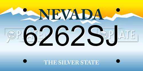 6262SJ Nevada License Plate