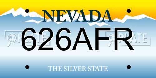 626AFR Nevada License Plate