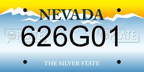 626G01 Nevada License Plate