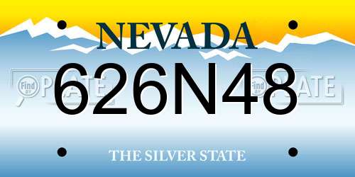 626N48 Nevada License Plate