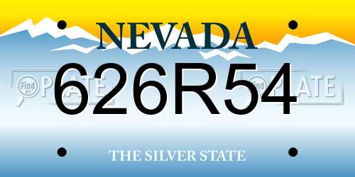 626R54 Nevada License Plate