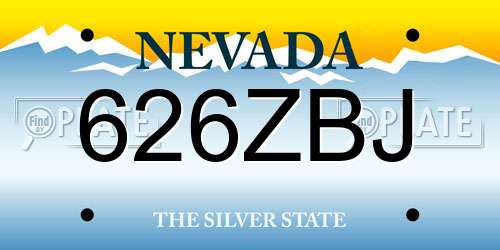 626ZBJ Nevada License Plate