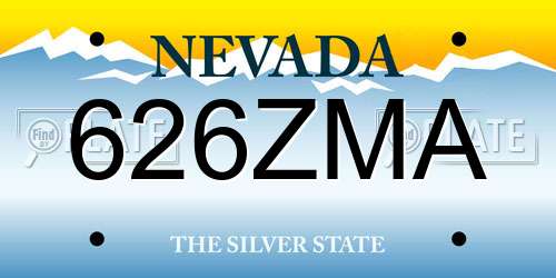 626ZMA Nevada License Plate