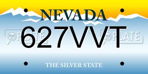 627VVT Nevada License Plate