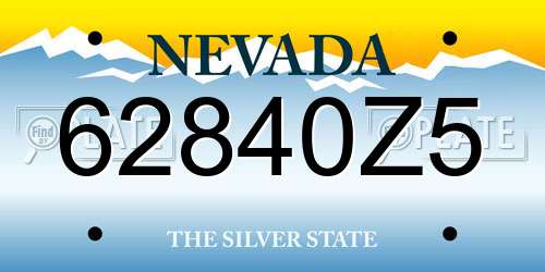 62840Z5 Nevada License Plate
