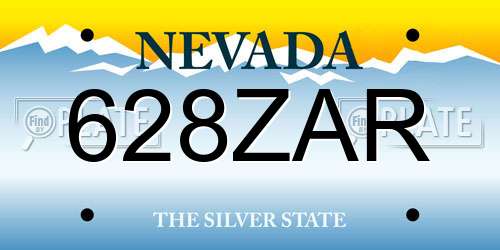 628ZAR Nevada License Plate
