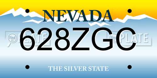 628ZGC Nevada License Plate