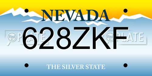 628ZKF Nevada License Plate