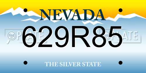 629R85 Nevada License Plate
