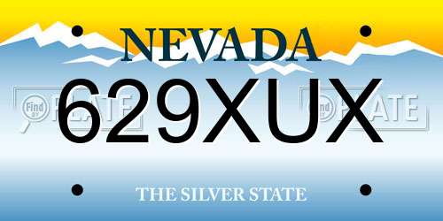 629XUX Nevada License Plate