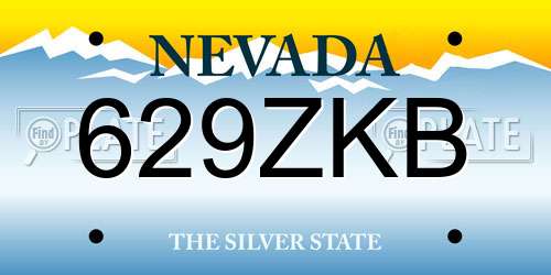 629ZKB Nevada License Plate