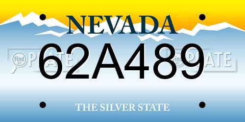 62A489 Nevada License Plate