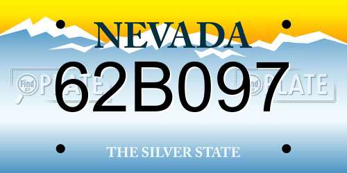 62B097 Nevada License Plate