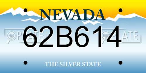 62B614 Nevada License Plate