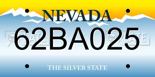62BA025 Nevada License Plate