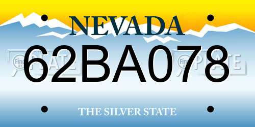 62BA078 Nevada License Plate