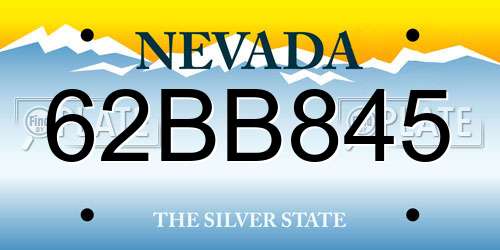 62BB845 Nevada License Plate