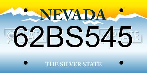 62BS545 Nevada License Plate
