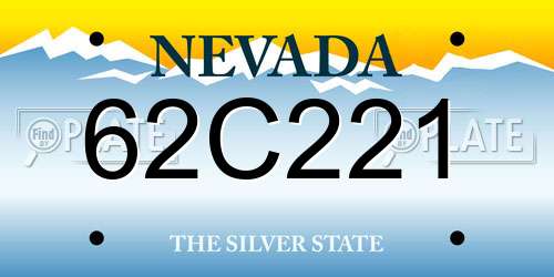 62C221 Nevada License Plate