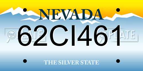 62CI461 Nevada License Plate