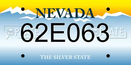 62E063 Nevada License Plate
