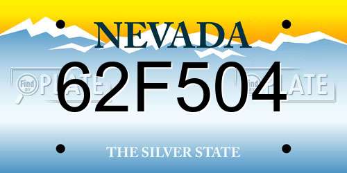 62F504 Nevada License Plate