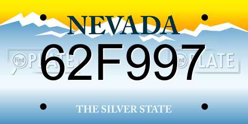 62F997 Nevada License Plate