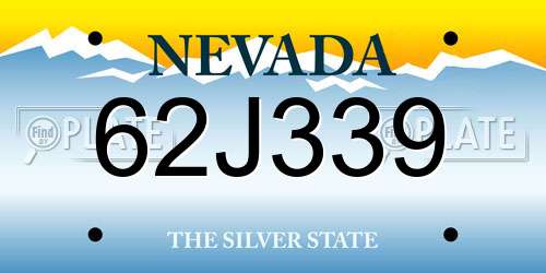 62J339 Nevada License Plate