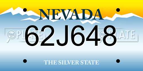 62J648 Nevada License Plate
