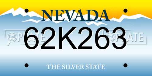 62K263 Nevada License Plate