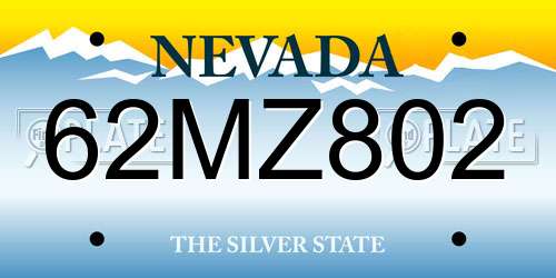 62MZ802 Nevada License Plate