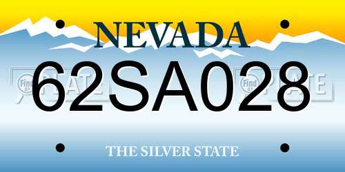 62SA028 Nevada License Plate