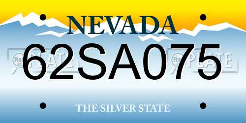 62SA075 Nevada License Plate