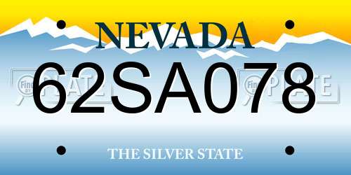 62SA078 Nevada License Plate