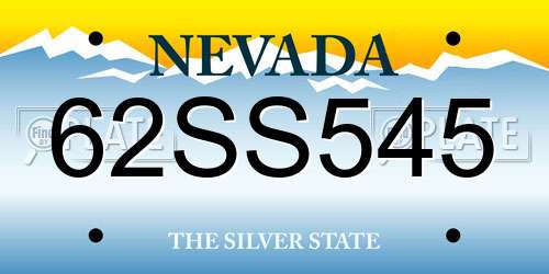 62SS545 Nevada License Plate