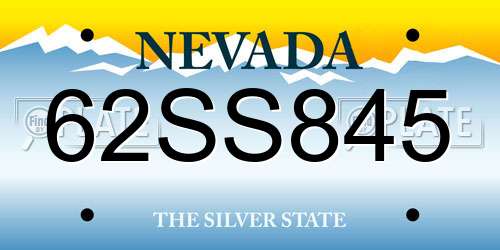 62SS845 Nevada License Plate