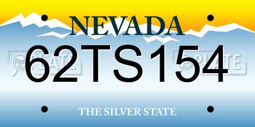 62TS154 Nevada License Plate